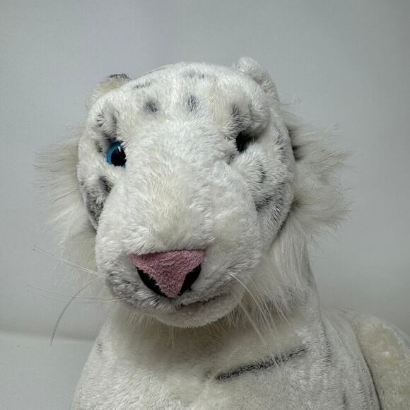 The Greatest Show on Earth Lying White Tiger 16" Long Plush Blue Eyes Realistic - Picture 5 of 11